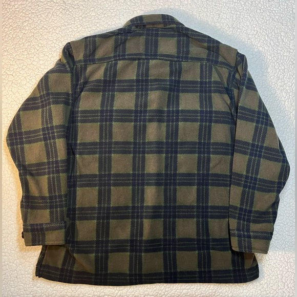 Juneau Plaid Button-Up Fleece Shirt Jacket Green Blue Mens Medium - Picture 2 of 6